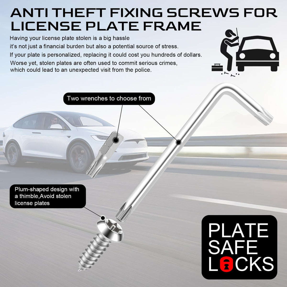 LivTee Rustproof License Plate Screws for Securing License Plates Frames and Covers on Cars and Trucks, 4 Sets Premium Stainless Steel Self Tapping Mounting Bolts (Black Zinc Plated) Jansha Store