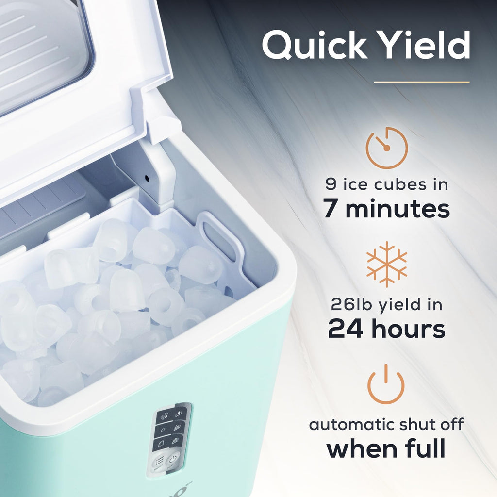 Igloo Premium Self-Cleaning Countertop Ice Maker Machine, Handled Portable Ice Maker, Produces 26 lbs. in 24 hrs. with Ice Cubes Ready in 6-8 Minutes, Comes with Ice Scoop and Basket Jansha Store