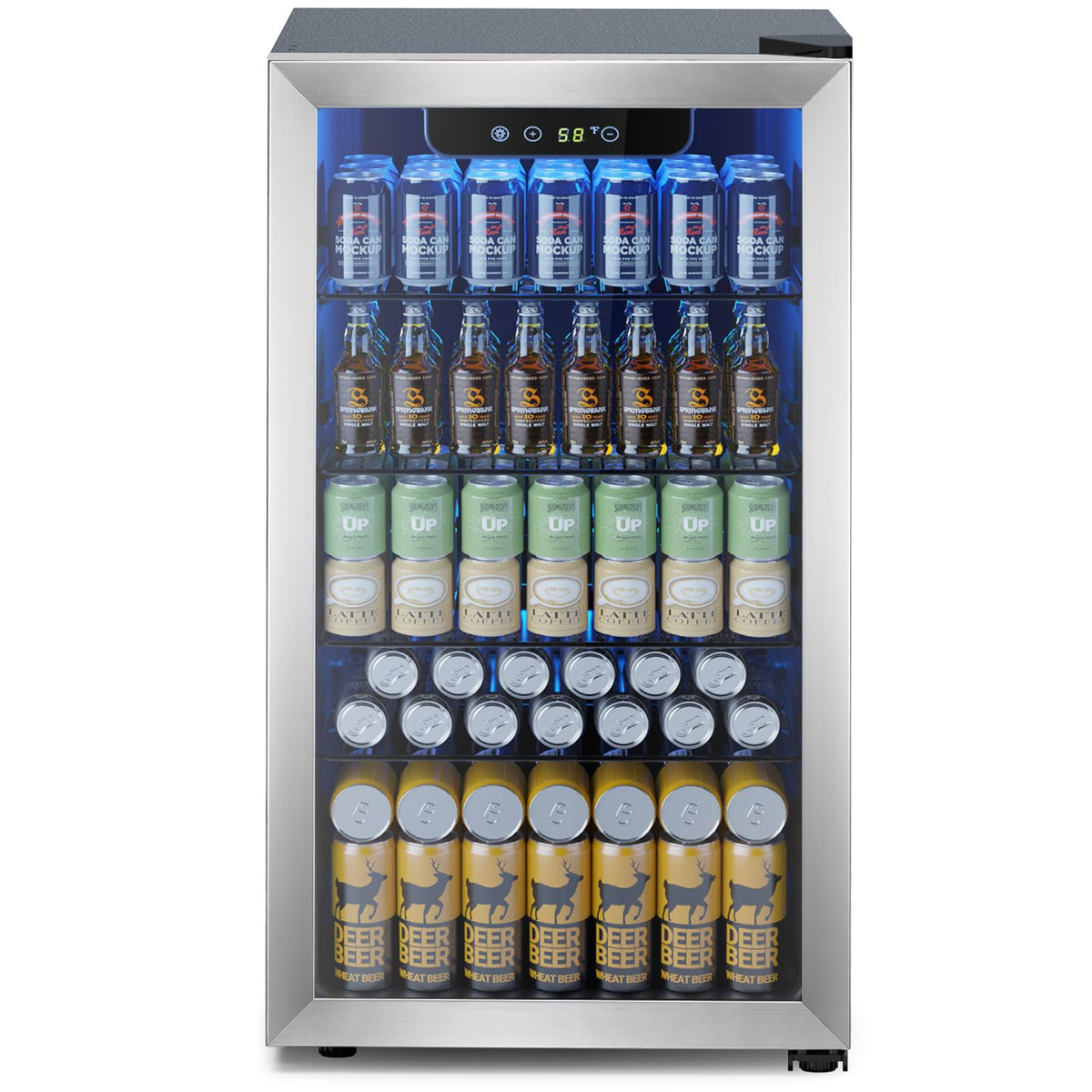 Electactic Wine Cooler 37 Bottle Freestanding Fridge with Stainless Steel Reversible Glass Door, 145 Can Beverage Refrigerator Quiet Compressor for Home Kitchen Bar, 4.5 Cu.ft Silver Jansha Store