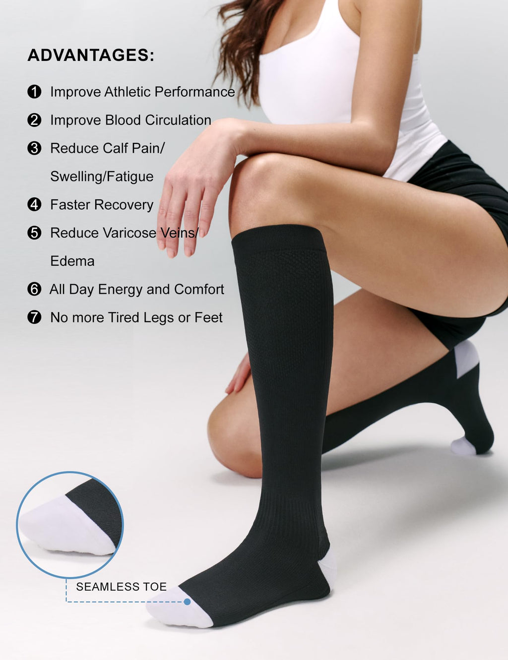 FITRELL 3 Pairs Compression Socks for Women and Men 20-30mmHg-Circulation Support Socks Jansha Store