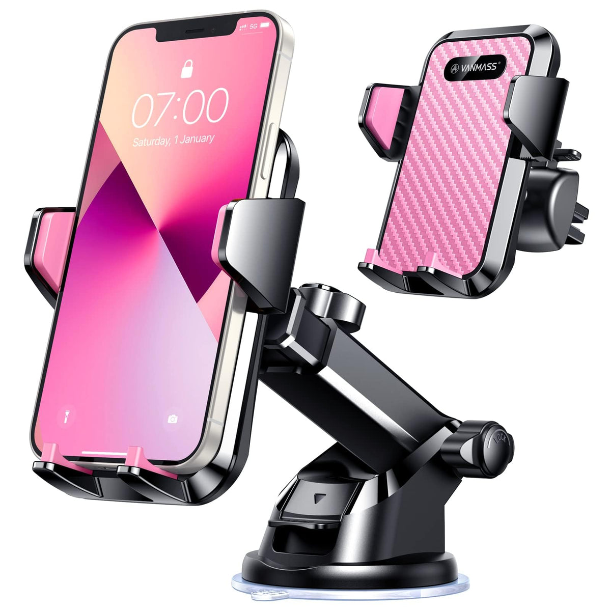 VANMASS【85+LBS Strongest Suction & Military-Grade Ultimate Car Phone Mount【Patent Safety Certs】 Cell Phone Holder for Dash Windshield Vent for iPhone 18 17 Pro Max Automobile Interior Sets, Ink Black Jansha Store