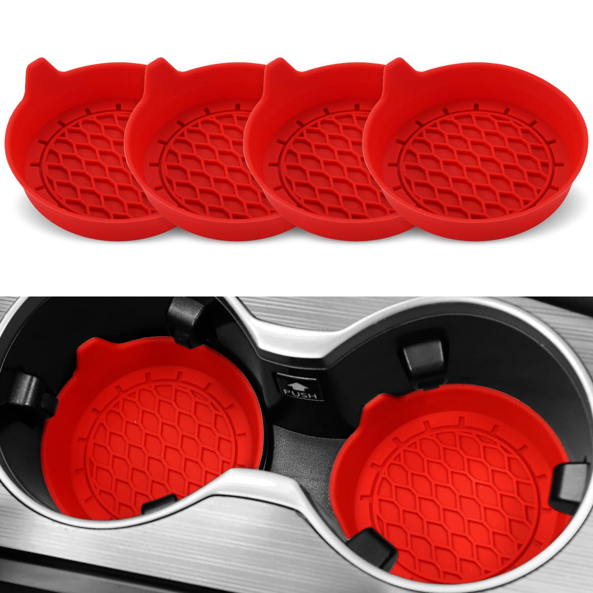 SINGARO Car Cup Holder Coaster, Silicone Cup Holder Insert, Universal Non-Slip Cup Holders, Car Accessories Interior for Women and Man Interior Sets 4 Pack Black Jansha Store
