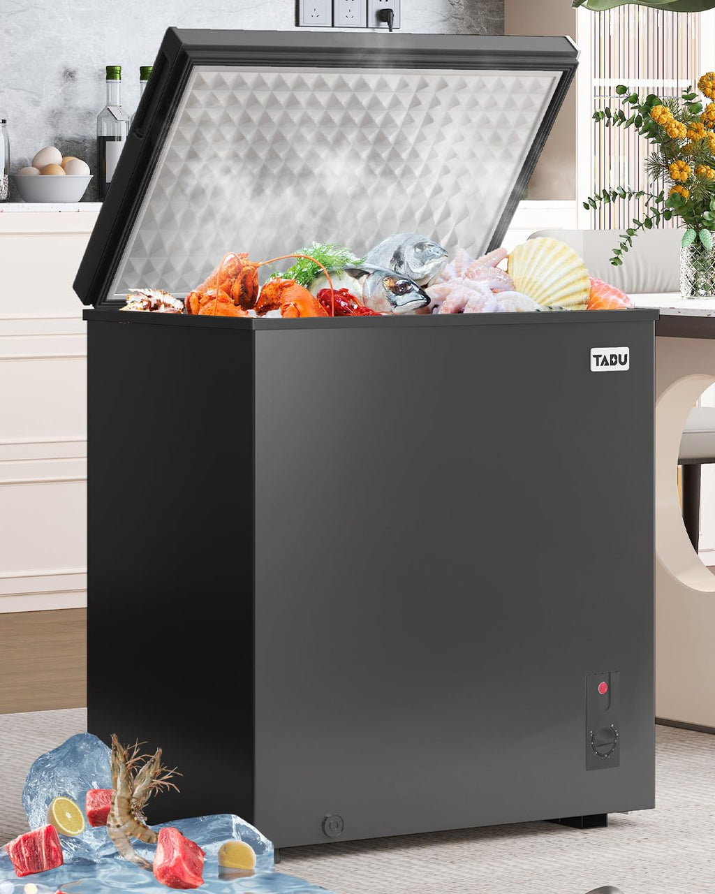 TABU 5.0 Cubic Feet Chest Freezer, Compact Deep Freezer, Black Jansha Store