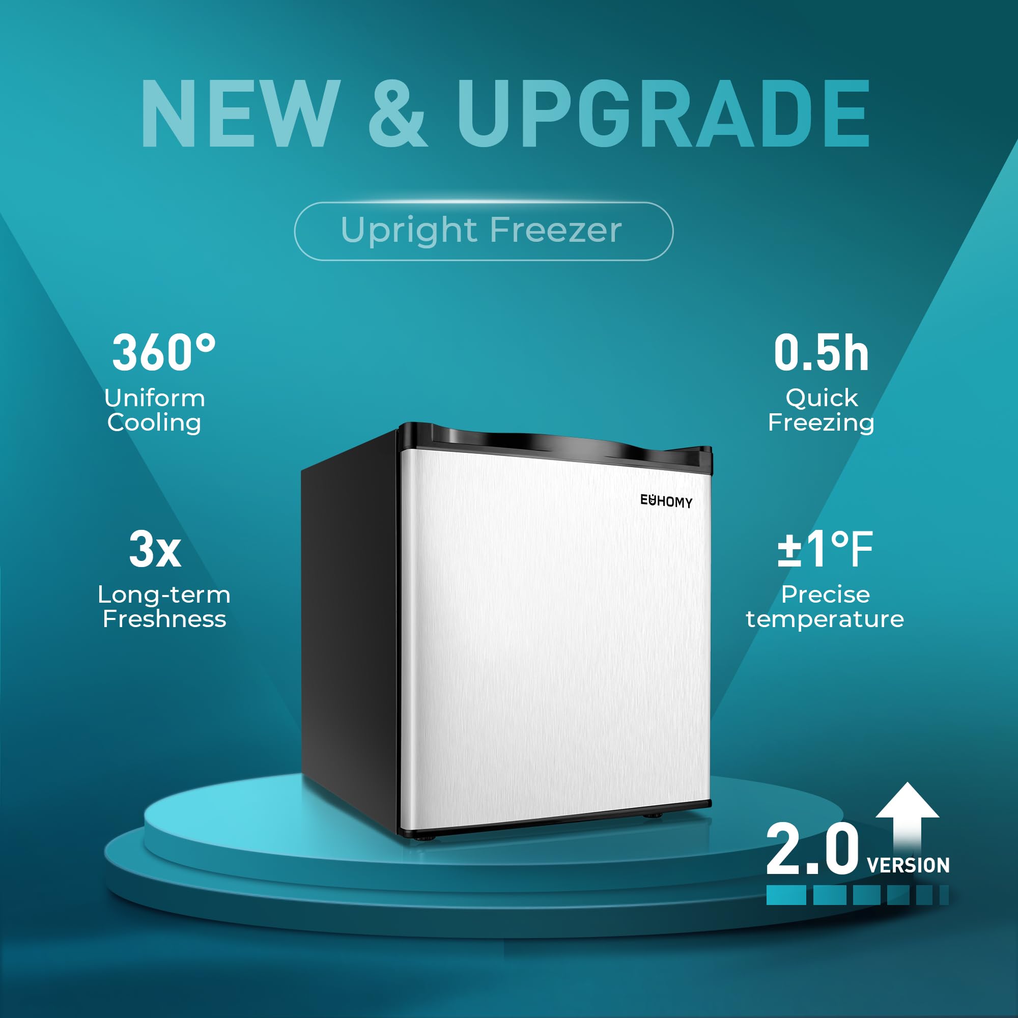 EUHOMY 2.1 Cu.ft Upright Freezer, Reversible Door Mini Freezer, Silver Jansha Store