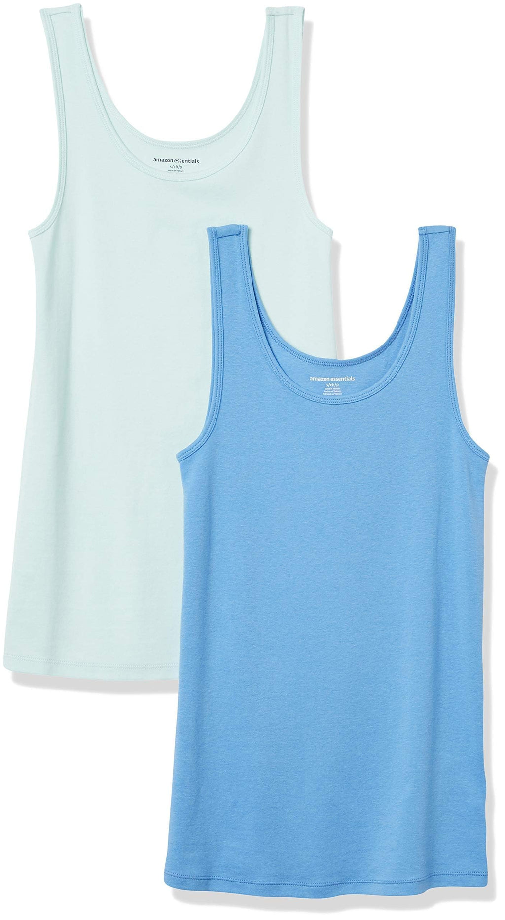 Amazon Essentials Women's Slim-Fit Ribbed Scoop Neck Tank Tops, Pack of 2 Jansha Store