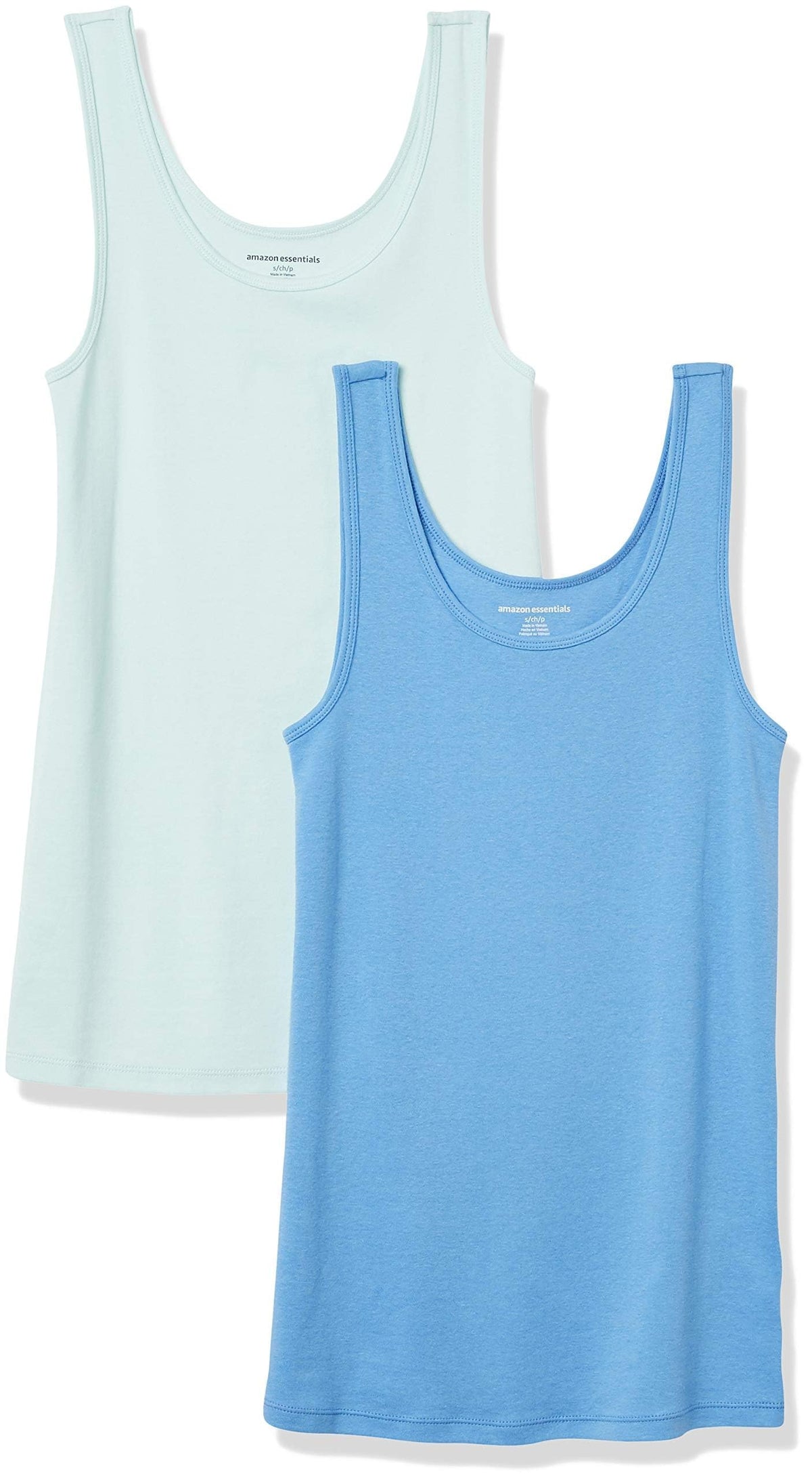 Amazon Essentials Women's Slim-Fit Ribbed Scoop Neck Tank Tops, Pack of 2 Jansha Store