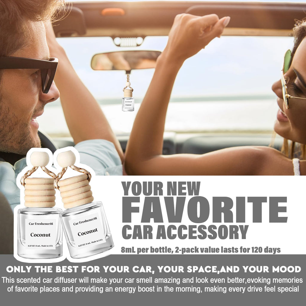 C Classy Car Air Freshener Hanging 2 Pack, Mahogany Teakwood Essential Oil Diffuser, Cute Glass Bottle, Long-Lasting Fragrance Car Accessories for Women & Men, Made in USA Jansha Store