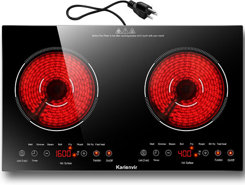 2 Burner Electric Cooktop 110V, 2000W, 24" Countertop & Built-in Jansha Store