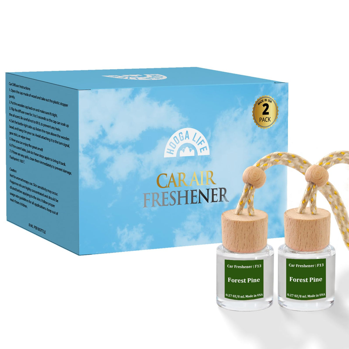 HoogaLife Car Air Freshener Diffuser 2 Pack Hanging Air Freshener Diffuser - Vanilla Cream Fragrance Oil Air D iffuser for Car, 45+ days Long Lasting Fragrance Made in USA C ar Air Fresheners (V54) Jansha Store