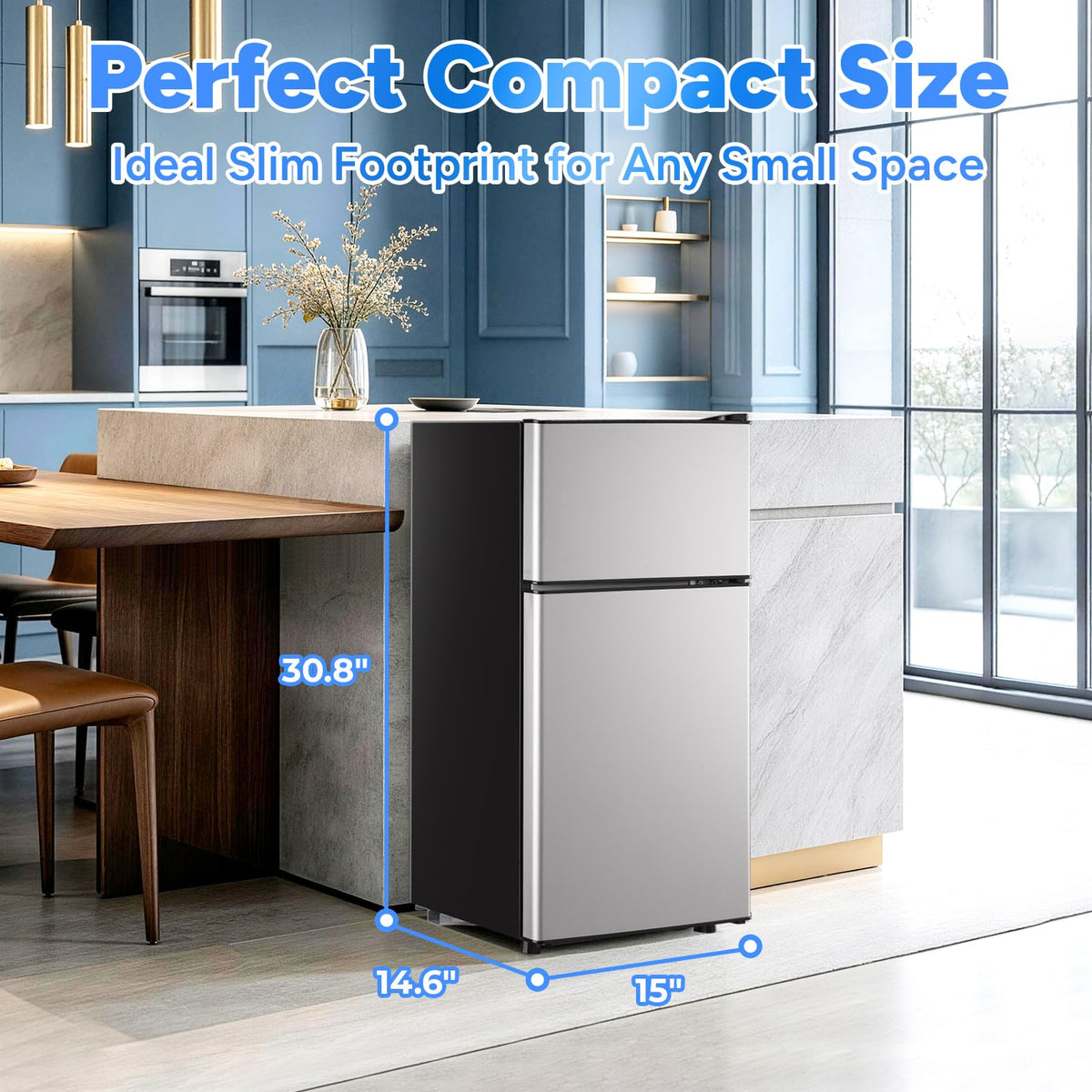 DEMULLER 2.4 Cu.Ft Small Refrigerator with Freezer Mini Fridge Removable Plastic Shelves Ideal for Apartment,Dormitory Black Jansha Store