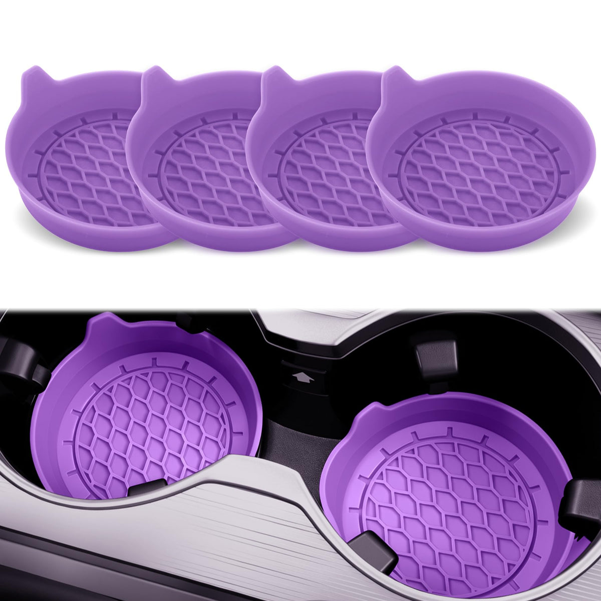 SINGARO Car Cup Holder Coaster, Silicone Cup Holder Insert, Universal Non-Slip Cup Holders, Car Accessories Interior for Women and Man Interior Sets 4 Pack Black Jansha Store