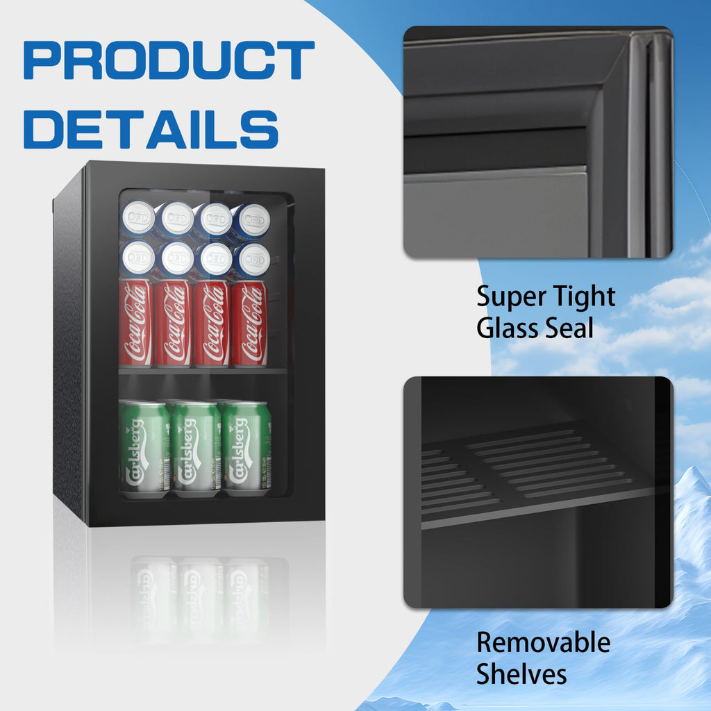 Erivess 24 Can Mini Fridge, 0.6 Cu.ft Beverage Refrigerator Cooler, Black Jansha Store