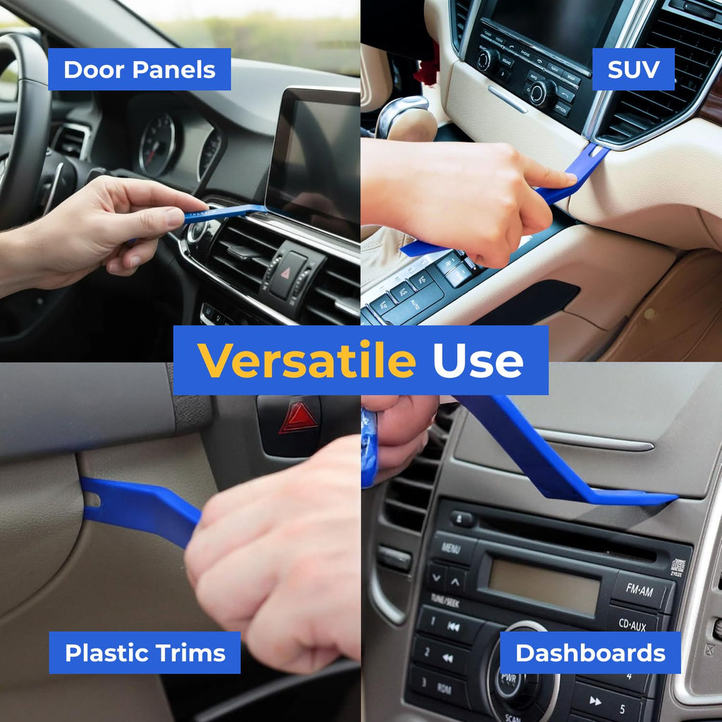 Tresalto Auto Trim Removal Tool Kit - 5 Piece set for Dash, Door Panel, Clip Remover - Scratch-Resist Nylon Pry Tools for Interior Car Trims Work - Panel Prying Tools Included - Blue Jansha Store
