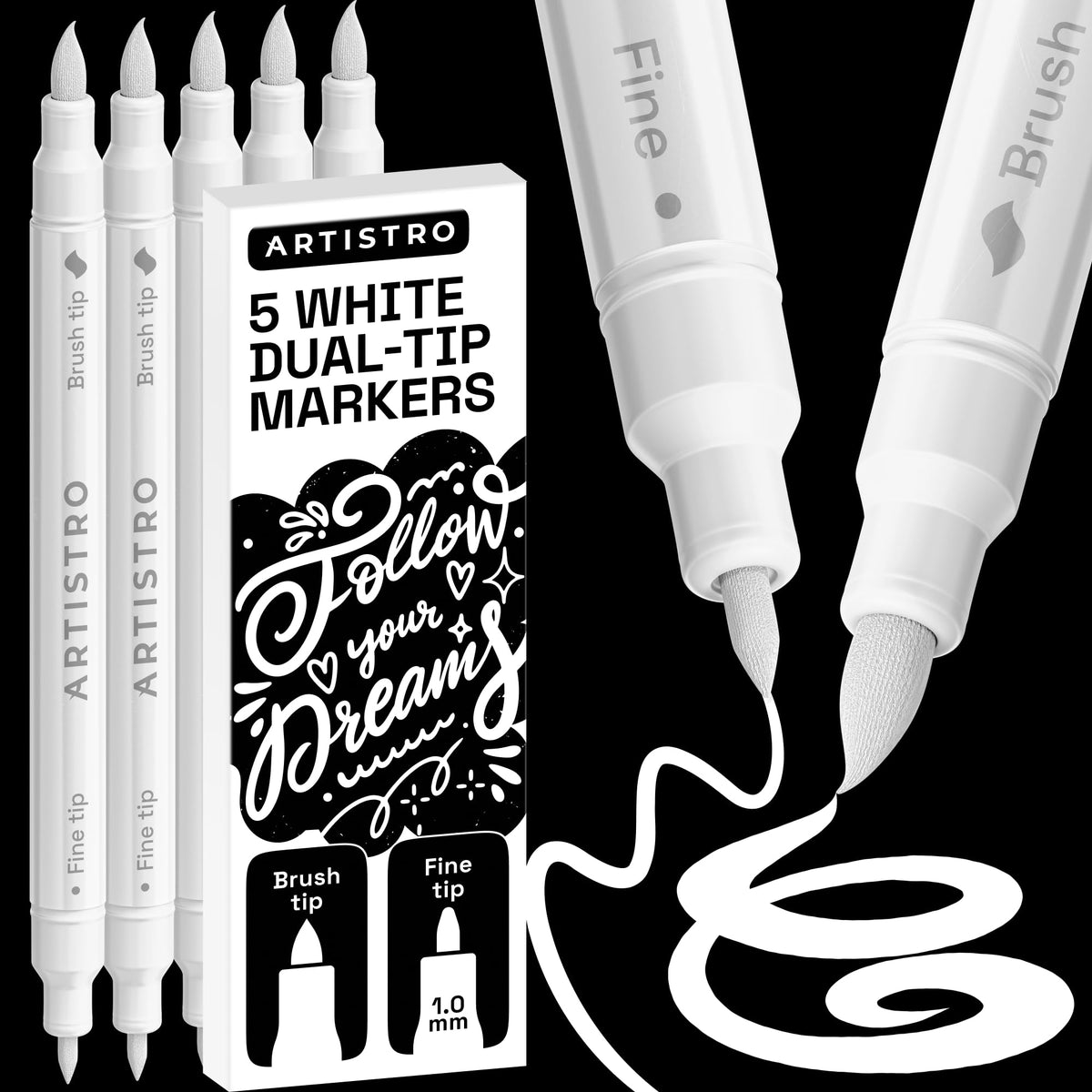 ARTISTRO 36 Multicolor Dual-Tip Acrylic Paint Marker Pens for Drawing Jansha Store