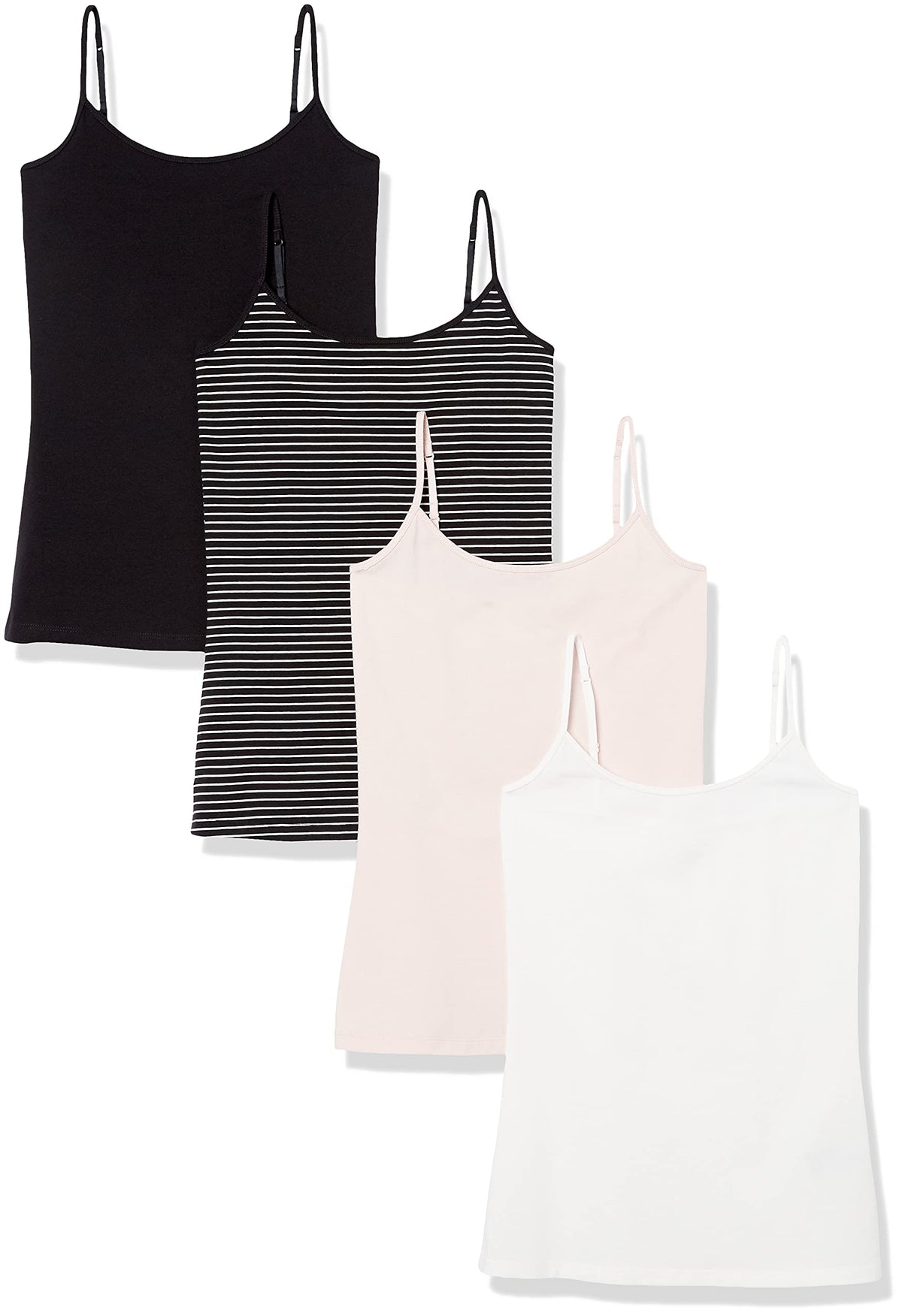 Amazon Essentials Women's Slim-Fit Camisole for Layering and Everyday Wear, Pack of 4 Jansha Store