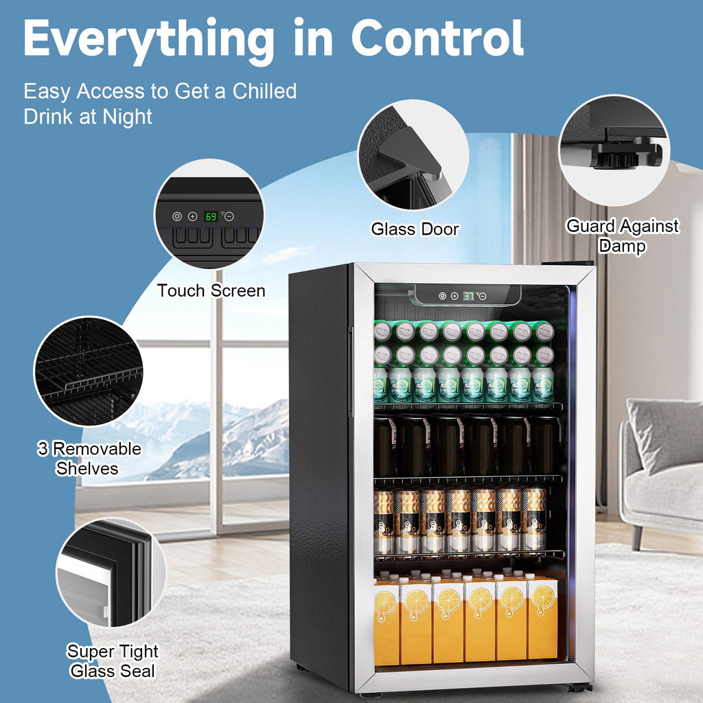 DOGHLY 1.7 Cu.ft Mini Fridge Glass Door, 72 Cans Beverage Refrigerator Jansha Store