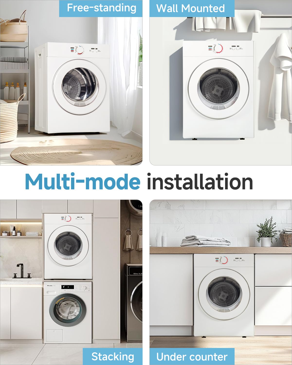 Feelfunn 850W Portable Clothes Dryer with 4 Automatic Drying Modes Jansha Store