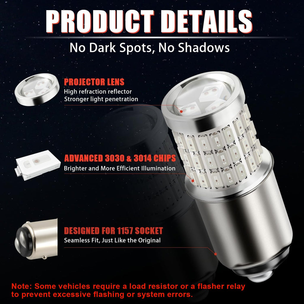 iBrightstar 3157 LED Bulb White, 4157 3156 LED Reverse Light Bulbs Super Bright for Tail Brake Lights Backup Lights Turn Signal Lights, 2 Pack Jansha Store