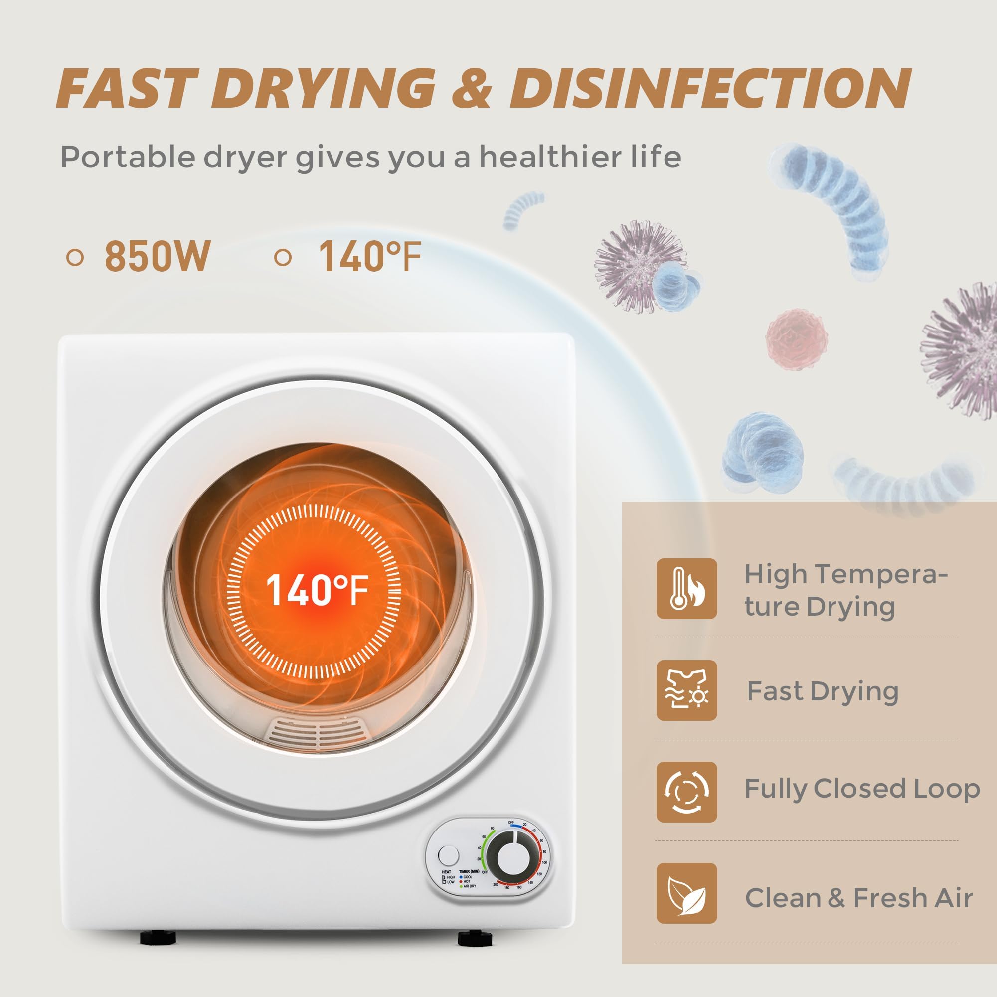 3.5 Cu. Ft. Portable Clothes Dryer for Laundry Jansha Store