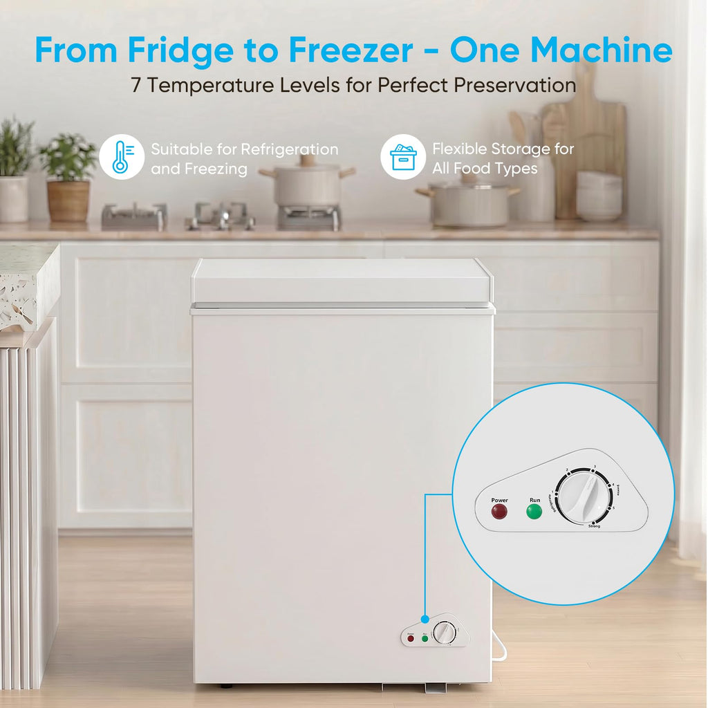 TABU 5.0 Cubic Feet Chest Freezer, Compact Deep Freezer, Black Jansha Store