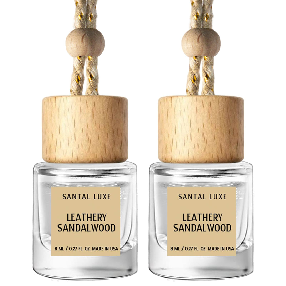 C Classy Car Air Freshener Hanging 2 Pack, Mahogany Teakwood Essential Oil Diffuser, Cute Glass Bottle, Long-Lasting Fragrance Car Accessories for Women & Men, Made in USA Jansha Store
