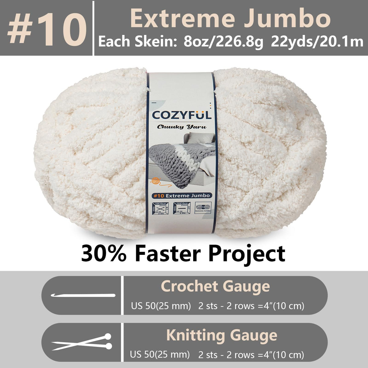 Cozyful Chunky Yarn for Hand Knitting - #10 Chunky Chenille Yarn, Jumbo Big Thick Chunky Yarns for Crocheting, Super Bulky Chunky Knit Blanket Yarns, 8 Skein (22 yds 8 oz Each Skein), Soft Sage Green Jansha Store