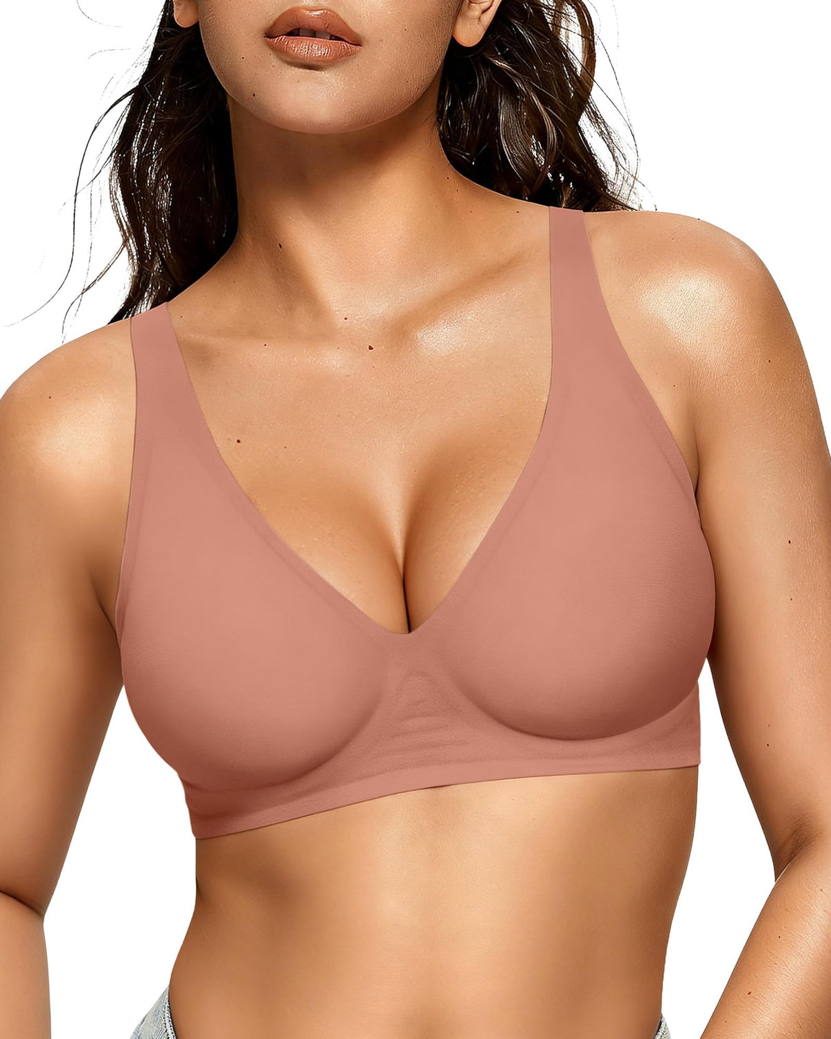 Push-up bralette shown flat with the deep V neckline visible