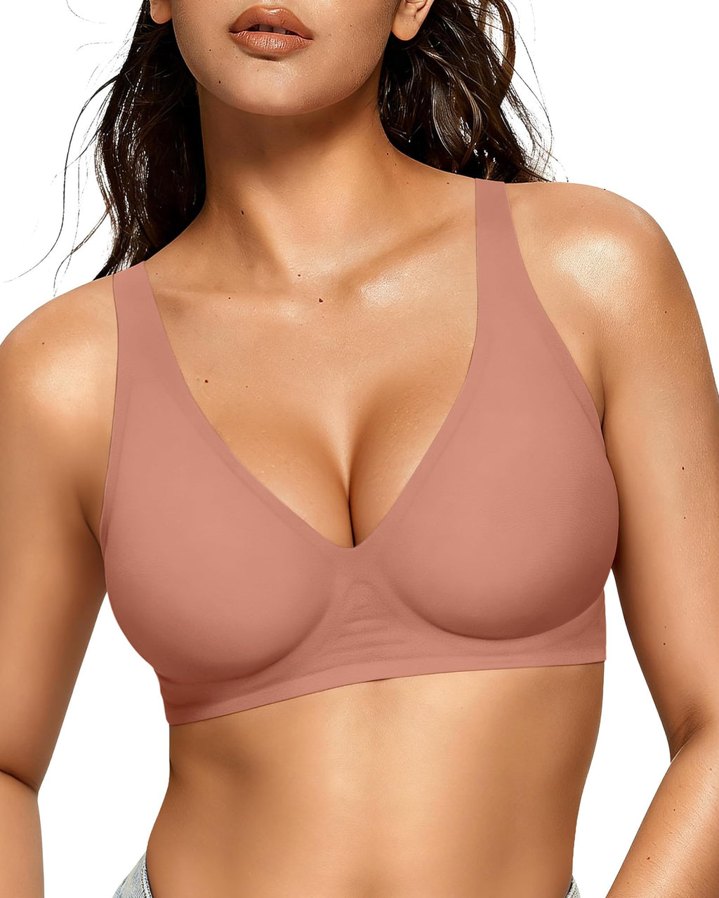 Side profile of the wireless jelly bralette showing the low-cut back design