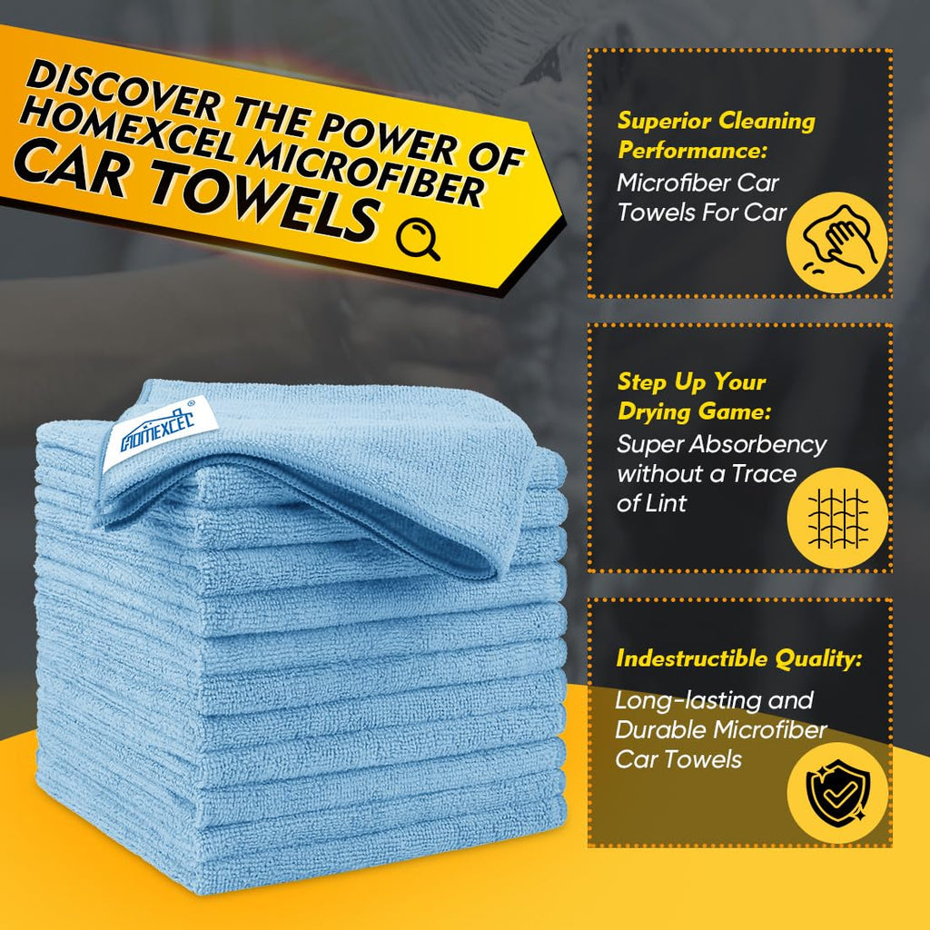 HOMEXCEL Microfiber Cleaning Cloth 12 Pack, 12.5 x 12.5 inch Microfiber Towels for Cars, Ultra Absorbent Washing Cloth, Lint Free Streak Free Cleaning Rags for Car, Kitchen, and Window (Grey) Jansha Store