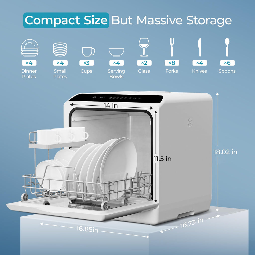 EUHOMY Countertop Dishwasher Portable, 6 Programs with 40 dB, No Hookup Jansha Store