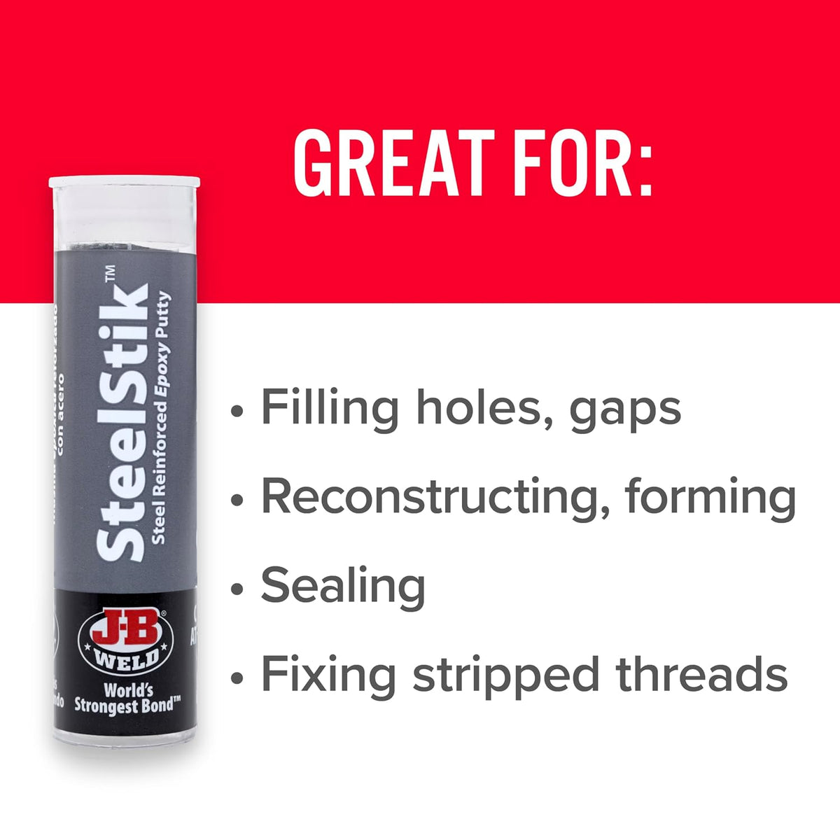 J-B Weld 8267 SteelStik Steel Reinforced Epoxy Putty Stick - 2 oz. Jansha Store