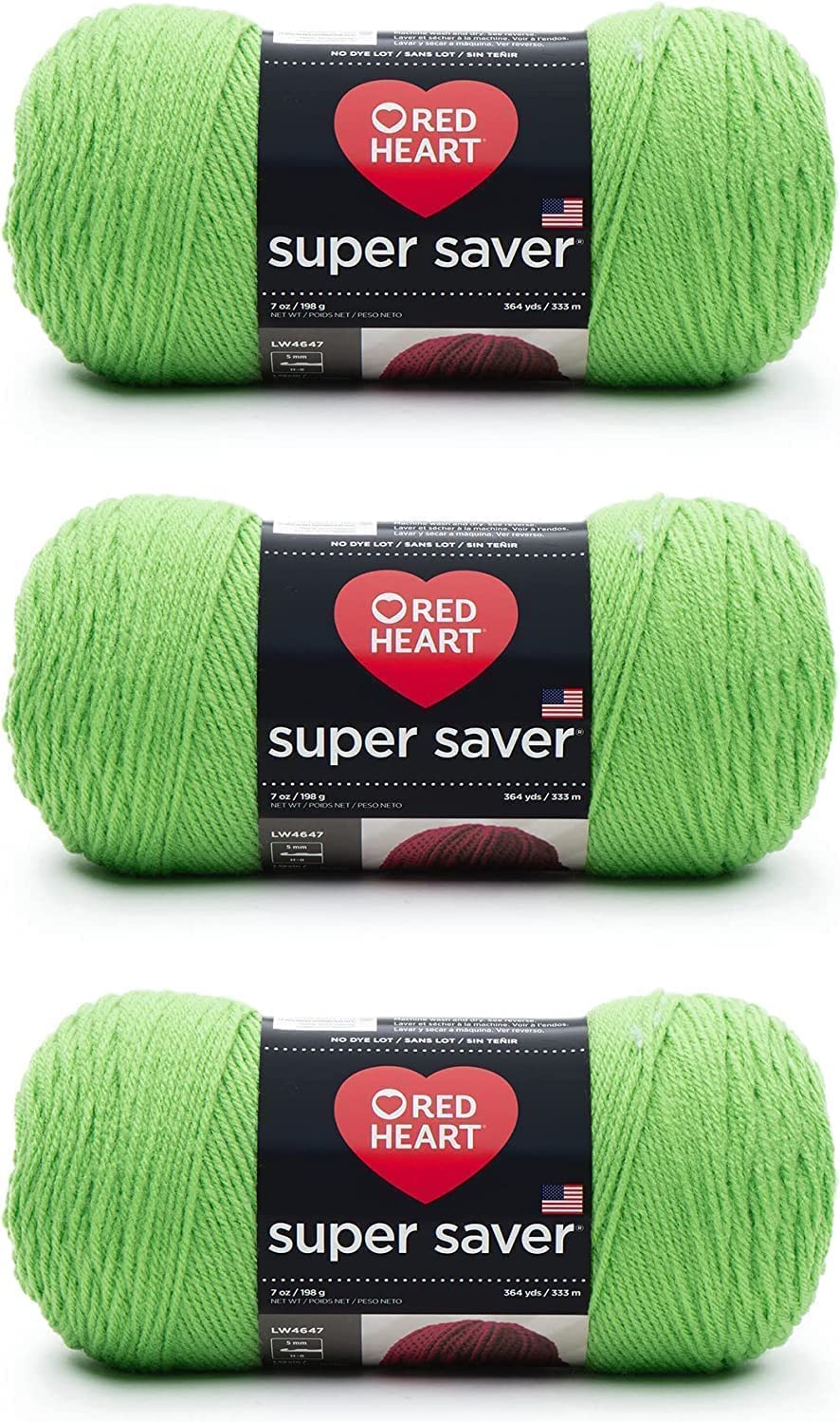 Red Heart Super Saver Yarn for Crocheting & Knitting, Medium Thyme, 3-Pack Jansha Store