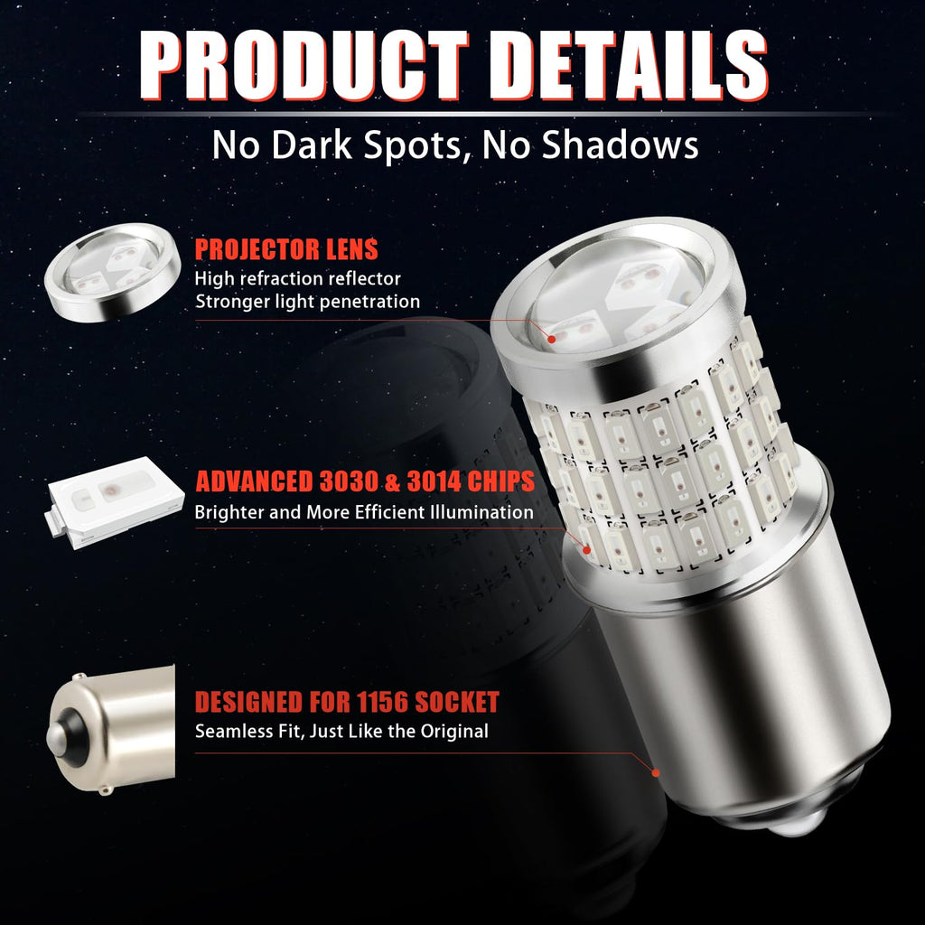 iBrightstar 3157 LED Bulb White, 4157 3156 LED Reverse Light Bulbs Super Bright for Tail Brake Lights Backup Lights Turn Signal Lights, 2 Pack Jansha Store