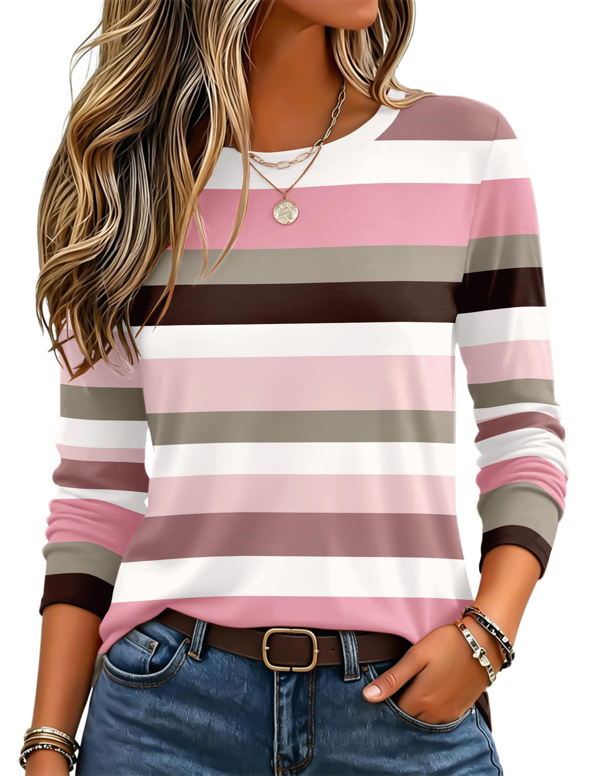 Zeagoo Women's Casual Shirts Long Sleeve Tops Crewneck Tshirts Fall Clothes Jansha Store