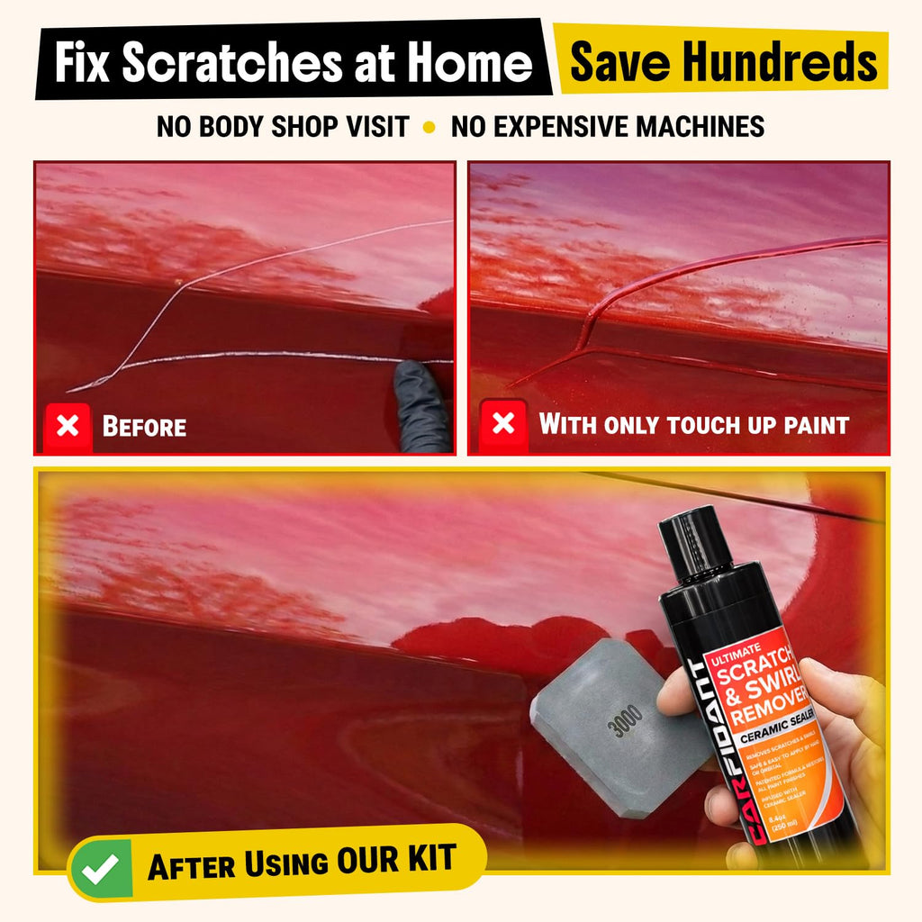 Carfidant Scratch Repair and Swirl Remover - Car Paint Scratch Remover & Restorer Kit with Buffer Pad - Polishing & Waxing Kits - Compound for Vehicles Paint Repair - 8.4 fl. Oz. Jansha Store
