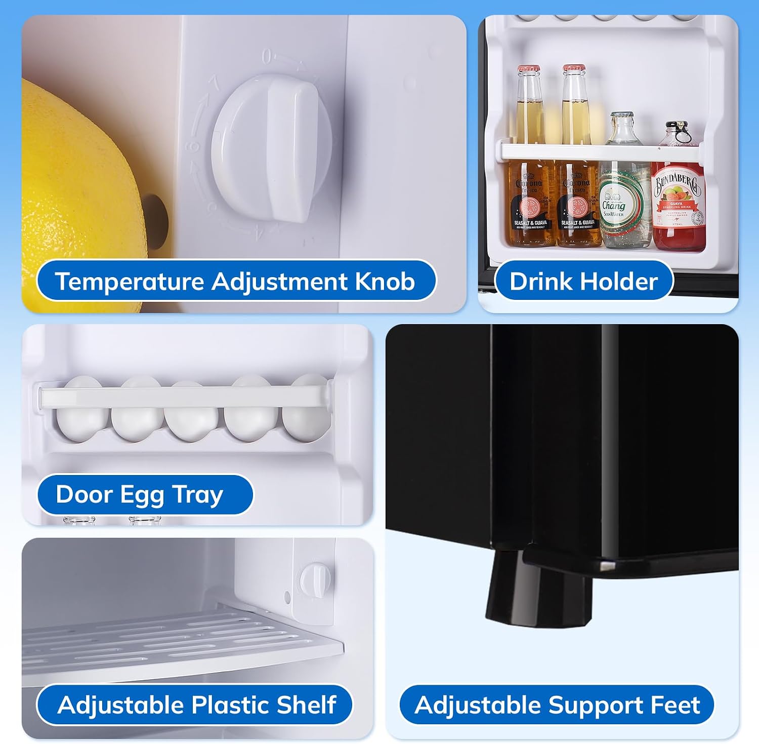 DEMULLER 2.4 Cu.Ft Small Refrigerator with Freezer Mini Fridge Removable Plastic Shelves Ideal for Apartment,Dormitory Black Jansha Store