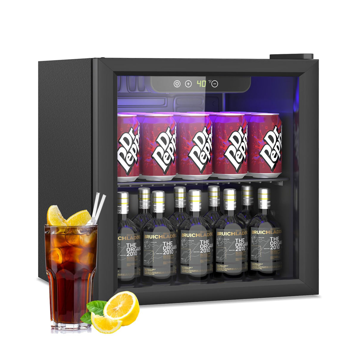 DOGHLY 1.7 Cu.ft Mini Fridge Glass Door, 72 Cans Beverage Refrigerator Jansha Store