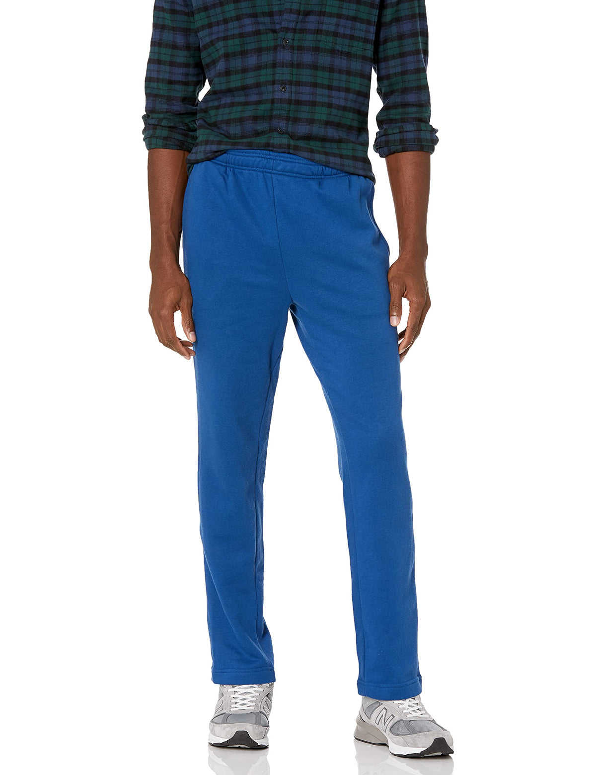 Detail of the open bottom leg hem on men's fleece sweatpants