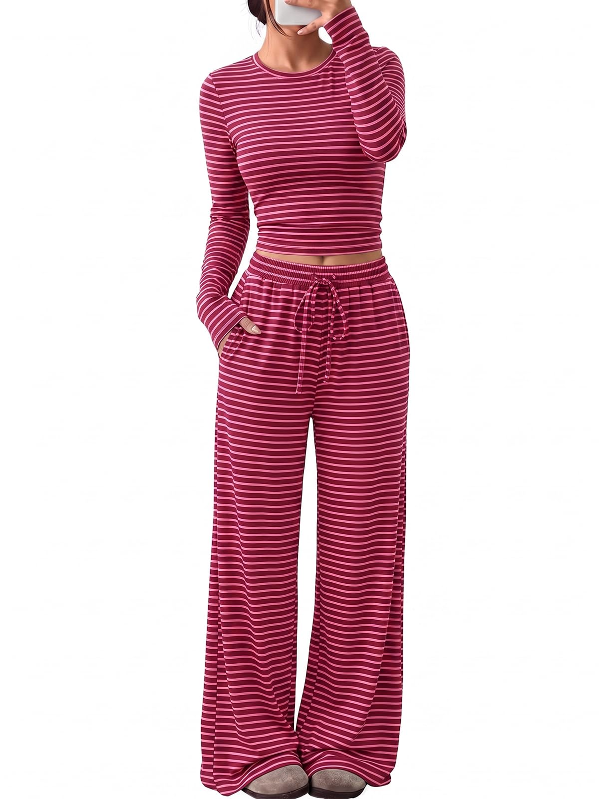 Women's lounge set pants hem and leg detail close-up