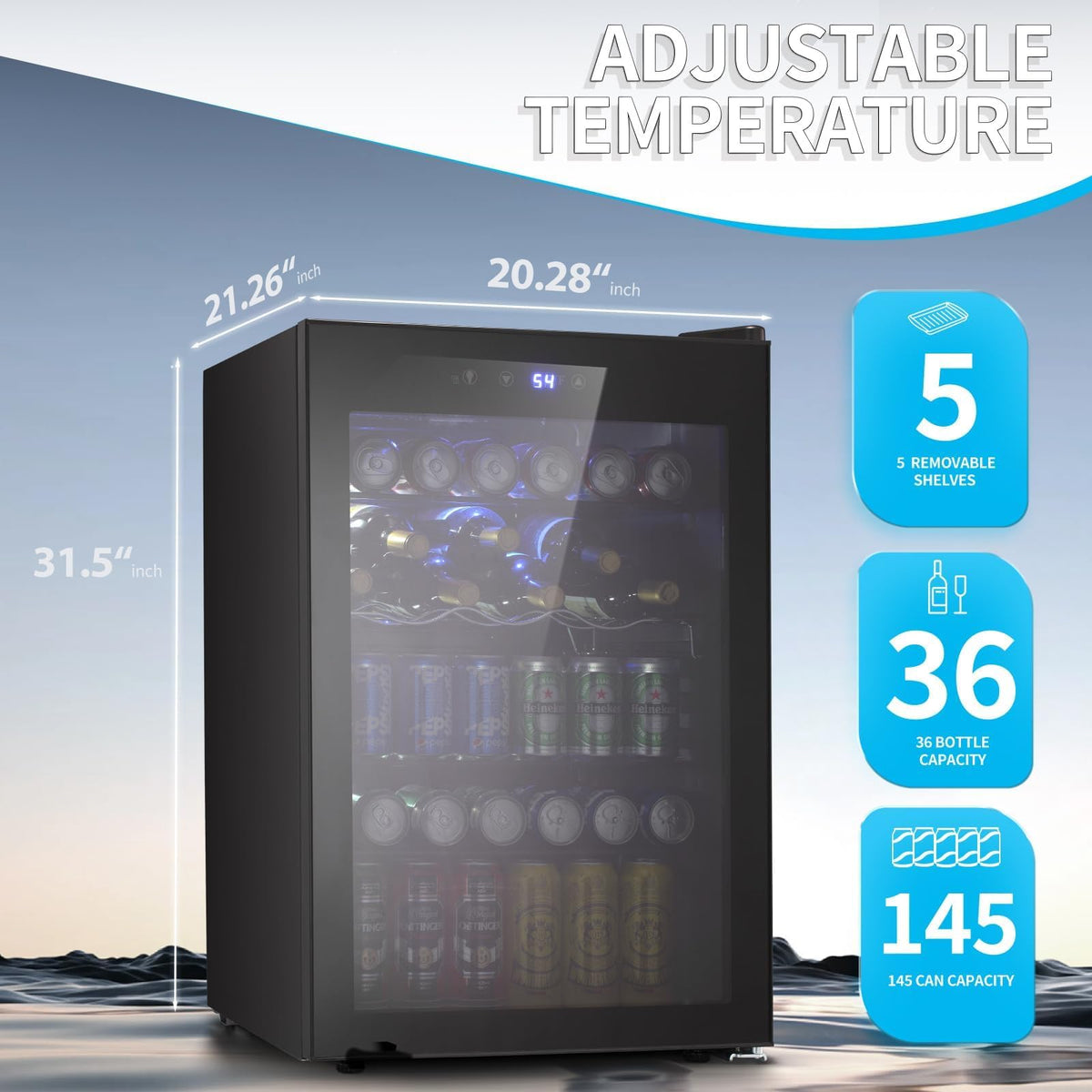 Antarctic Star Beverage Refrigerator Cooler 68 Can, Mini Fridge with Glass Door for Beer Drinks Wine,Freestanding Small Fridge with Electronic Temperature Control for Home and Bar,1.7 cu.ft Jansha Store