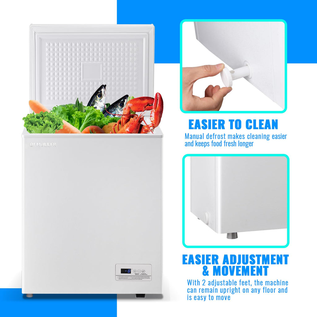 DEMULLER Chest Freezer 4.0 CU. FT Ultra-low Temperature Deep Freezers (Down to -12 ℉) with TWO Removable Baskets Accurate Display of Cabinet Temp Freestanding Black Jansha Store