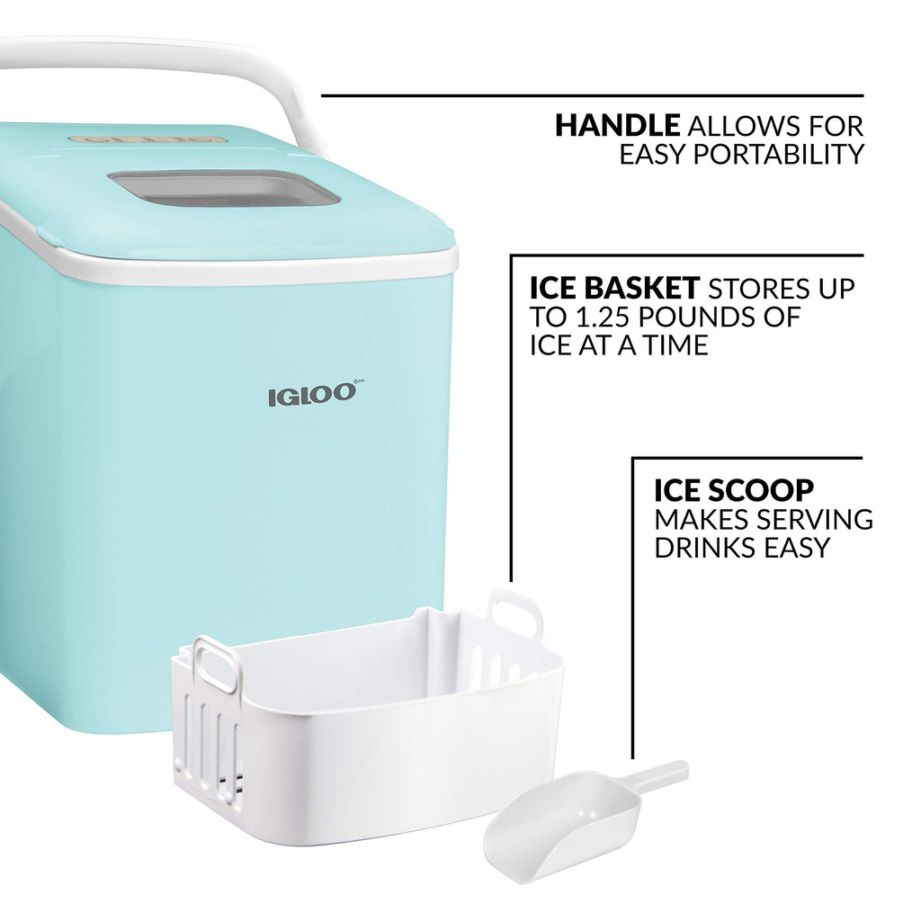 Igloo Premium Self-Cleaning Countertop Ice Maker Machine, Handled Portable Ice Maker, Produces 26 lbs. in 24 hrs. with Ice Cubes Ready in 6-8 Minutes, Comes with Ice Scoop and Basket Jansha Store