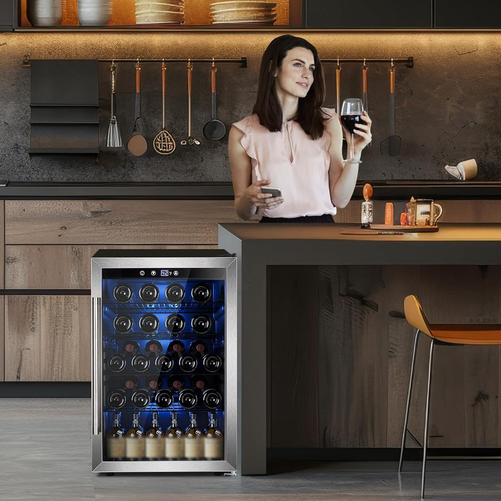 Electactic Wine Cooler 37 Bottle Freestanding Fridge with Stainless Steel Reversible Glass Door, 145 Can Beverage Refrigerator Quiet Compressor for Home Kitchen Bar, 4.5 Cu.ft Silver Jansha Store
