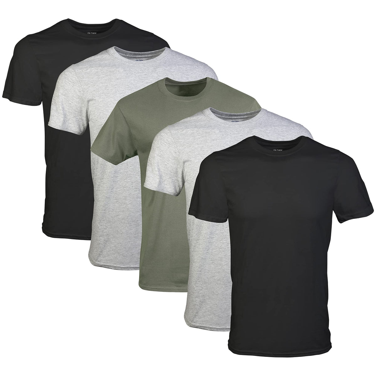 Men's crew T-shirt worn casually with jeans, full torso view