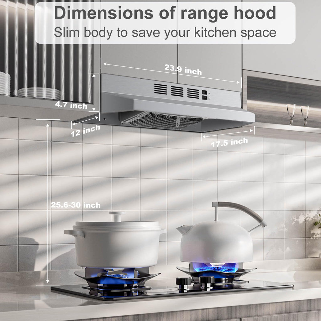 SNDOAS Range Hood 30 inch Under Cabinet, Ducted/Ductless Convertible Kitchen Hood, Stainless Steel Vent Hood with LED Light,Under Cabinet Hood with 2 Speed Exhaust Fan,Black Jansha Store