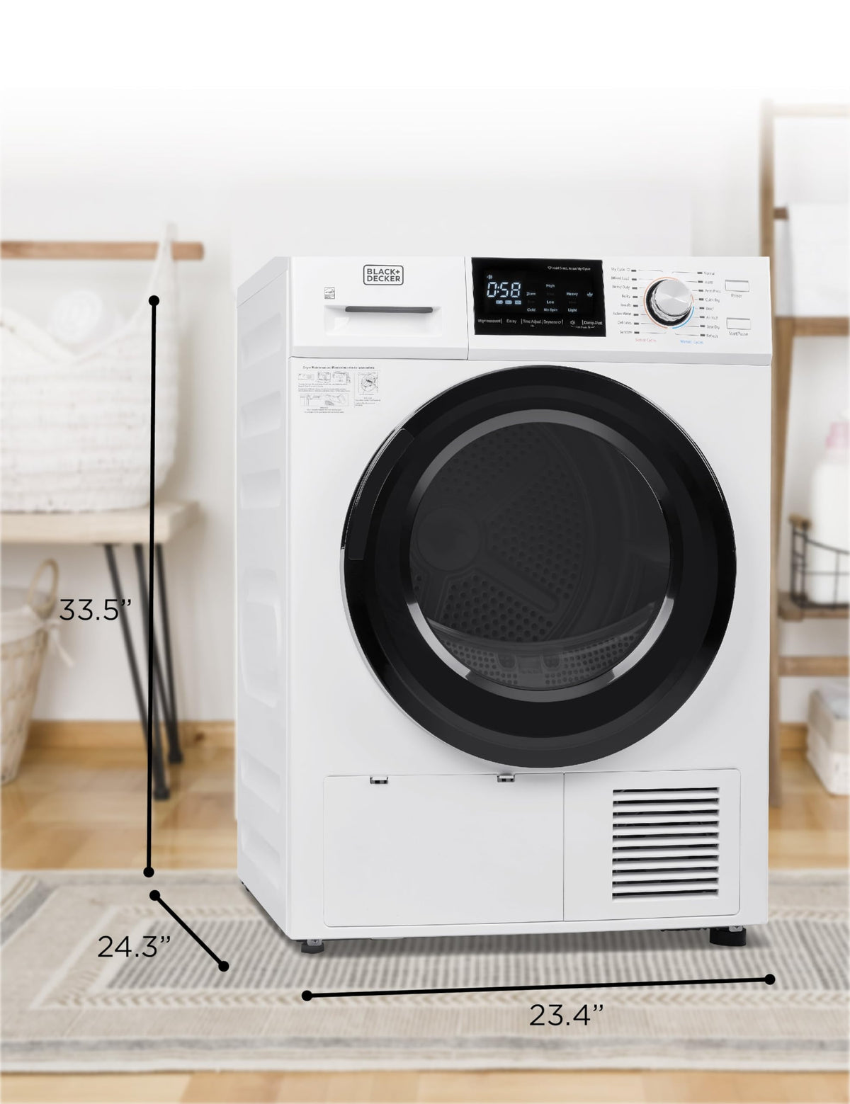 BLACK+DECKER 2.65 Cu. Ft. Portable Dryer, 8.8 lb. Capacity, BCED26, White Jansha Store