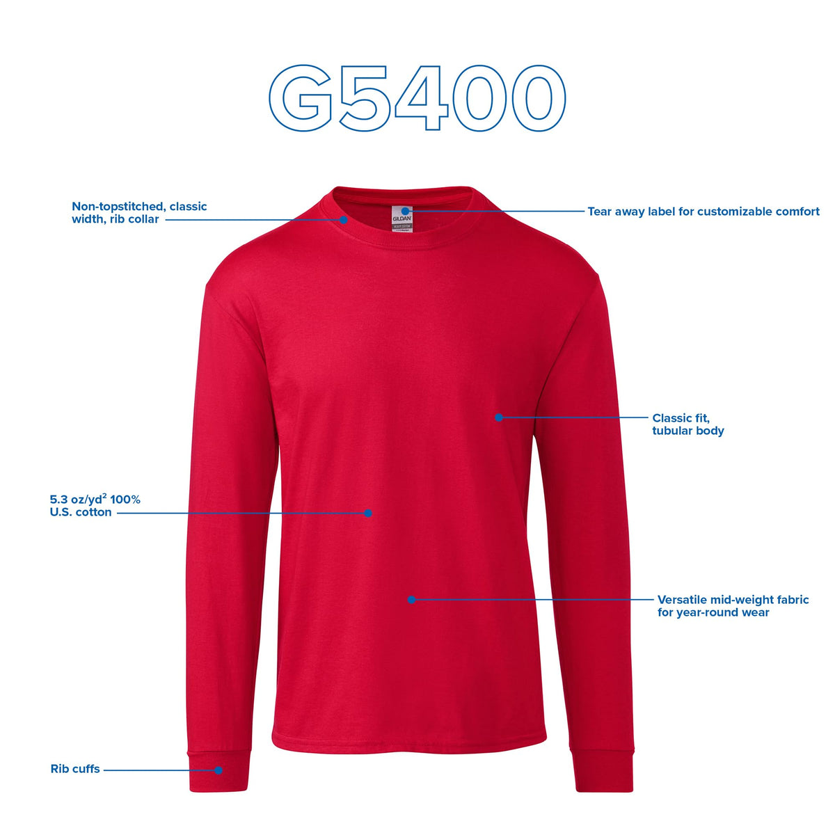 Gildan Adult Heavy Cotton Long Sleeve T-Shirt, Style G5400, 2-Pack Jansha Store