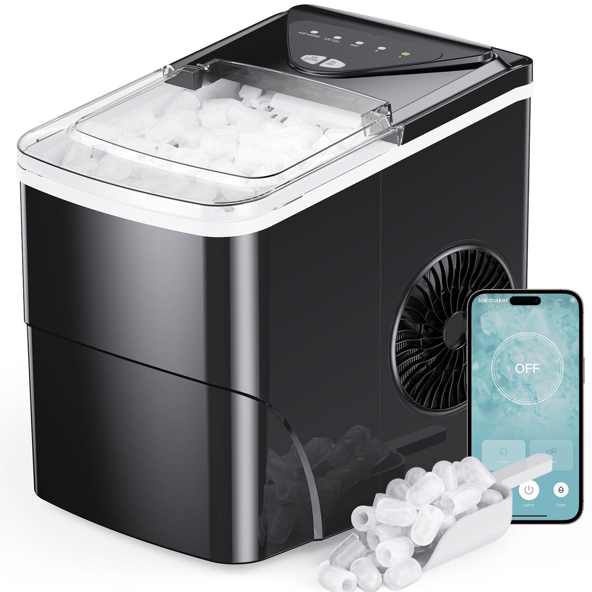 Silonn Ice Maker Countertop, 9 Cubes Ready in 6 Mins, 26lbs in 24Hrs, Self-Cleaning Ice Machine with Ice Scoop and Basket, 2 Sizes of Bullet Ice for Home Kitchen Office Bar Party Jansha Store