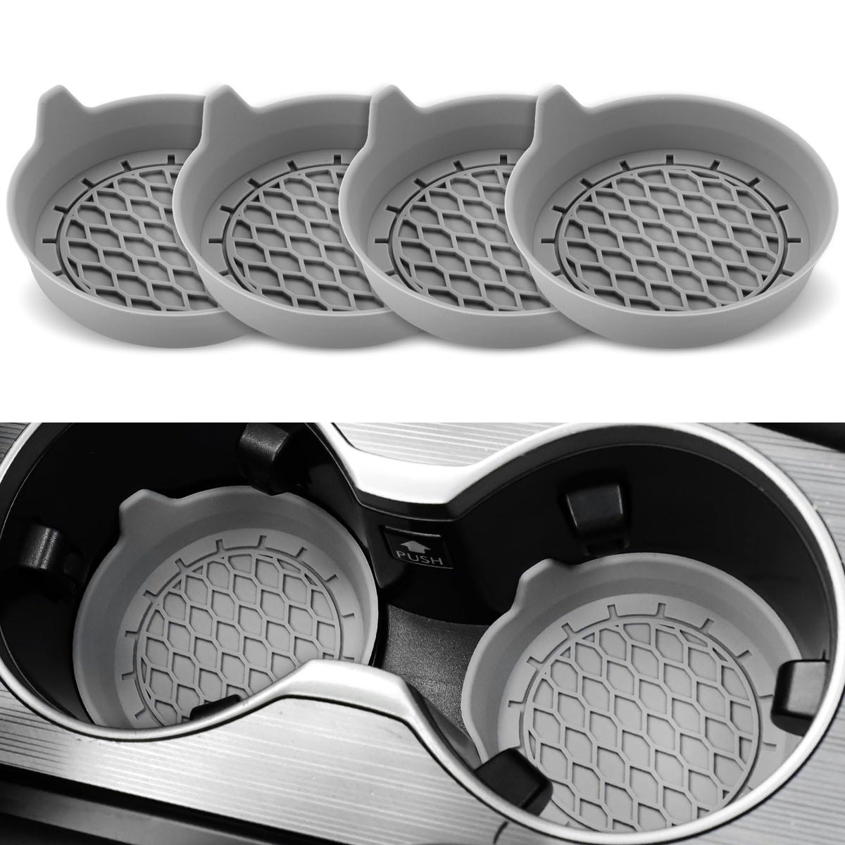 SINGARO Car Cup Holder Coaster, Silicone Cup Holder Insert, Universal Non-Slip Cup Holders, Car Accessories Interior for Women and Man Interior Sets 4 Pack Black Jansha Store