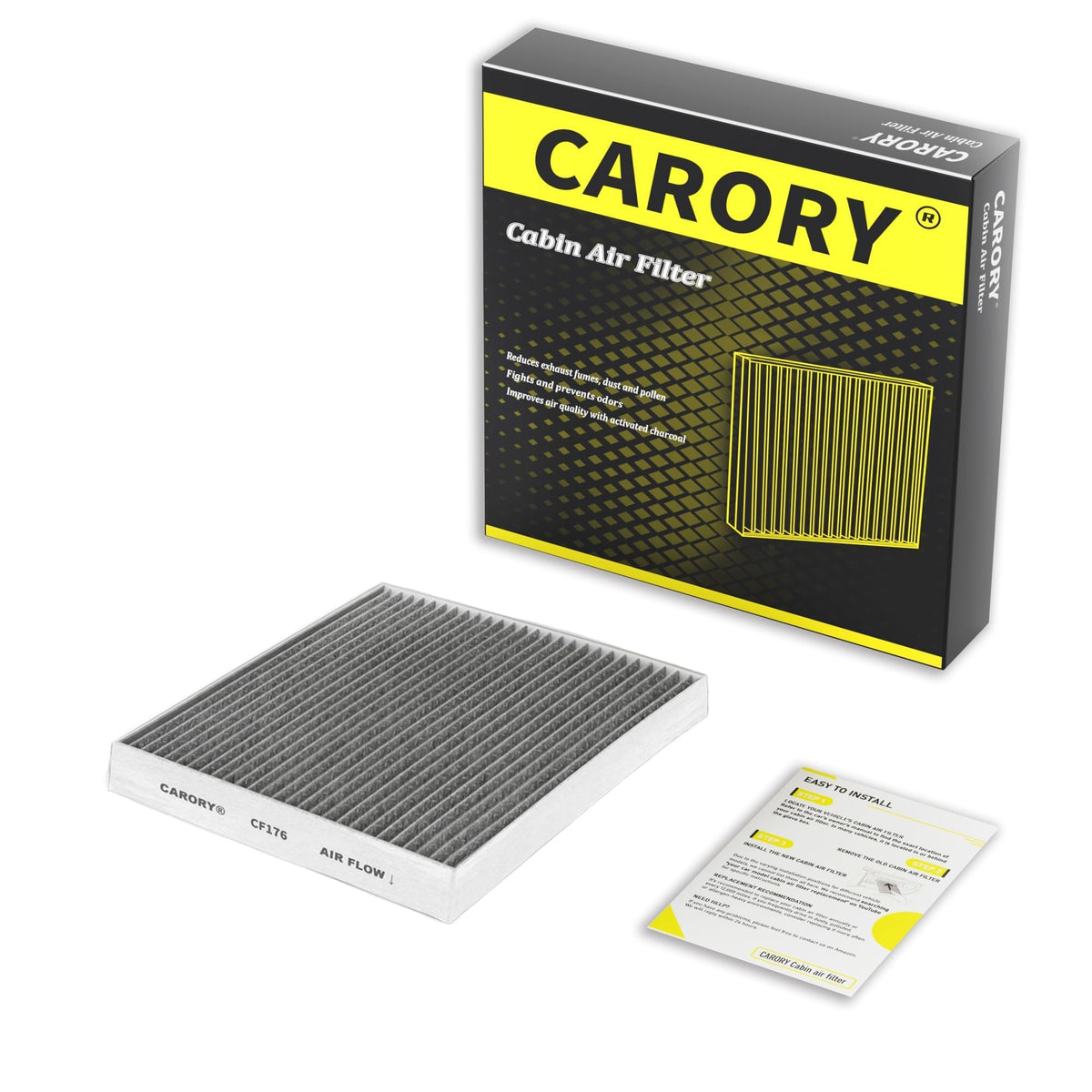 CARORY Cabin Air Filter w/Activated Carbon for Honda Accord 2003–2022, Civic 2006–2015, CR-V 2007–2016, Odyssey 2005–2017, Pilot 2009–2022, Ridgeline 2006–2025, Acura MDX 2007–2020, and More, CF134 Jansha Store